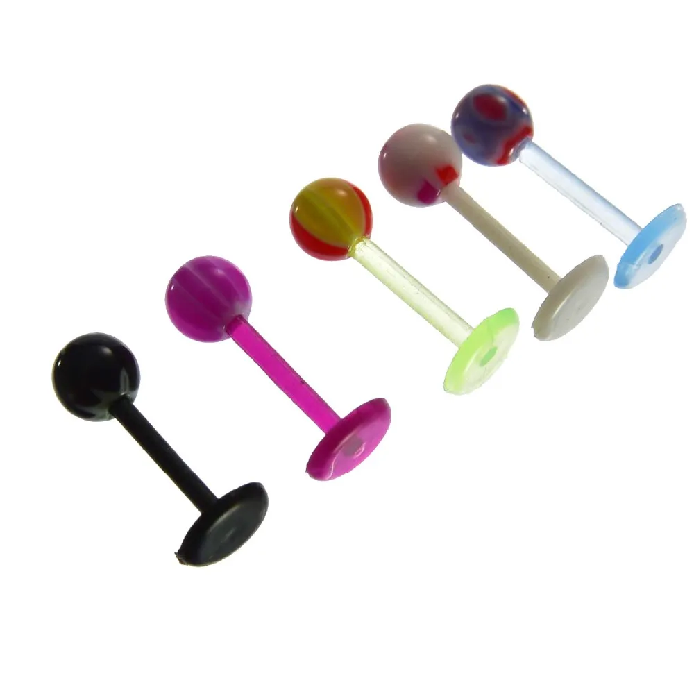 

10pcs Bioplast Flexible Labret Lip Ring Ear Helix Tragus Cartilage Studs Piercing Mixed Color Body Piercing Jewelry