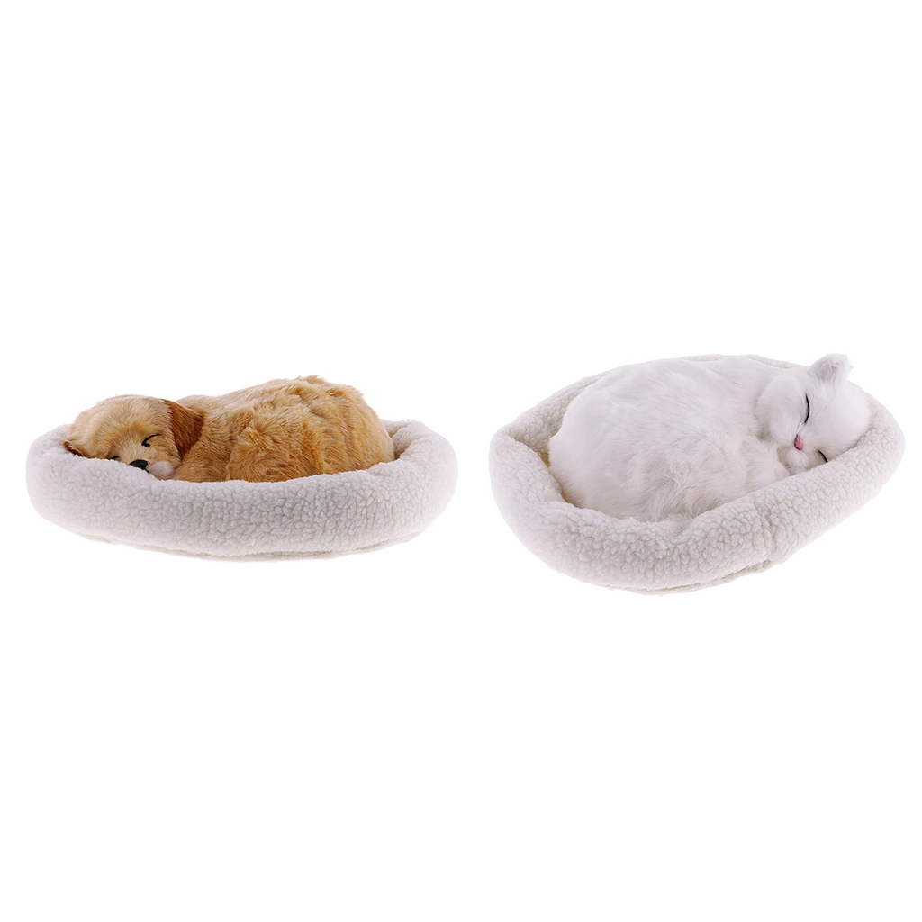 

2 pcs Breathing Animal Plush Toy Kitty Kids Gift Home Decoration Golden Retriever & Kitten
