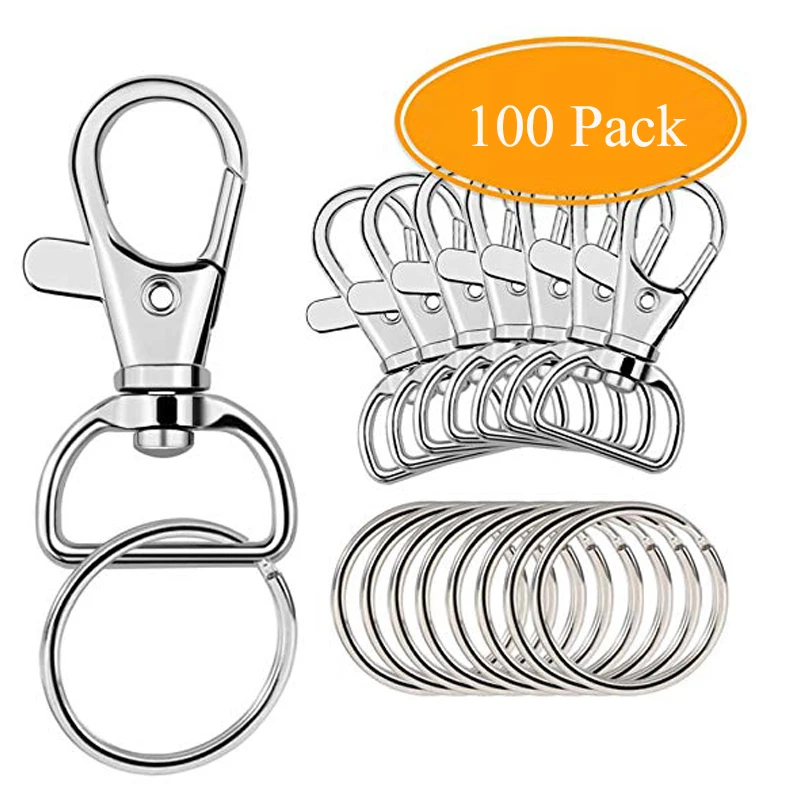 100 Pcs Key Chain Hooks with Key Rings (Large Size) Trigger