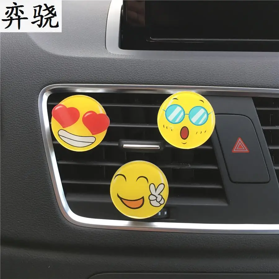 

Cute yellow smile car accessories Acrylic automotive air conditioning perfume Multi pattern smiling face pattern Car styling