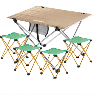 

POINT BREAK NH15D012-M1  Khaki Large Table And Four Green Folding Chair Combination,Outdoor Folding Table Fishing Leisure Chairs