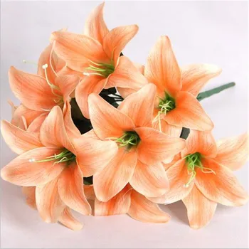

HOT Fake Lily Bunch (10 heads/piece) Simulation Lilies for DIY Bridal Bouquet Accessories Home Wedding Showcase Display Flowers