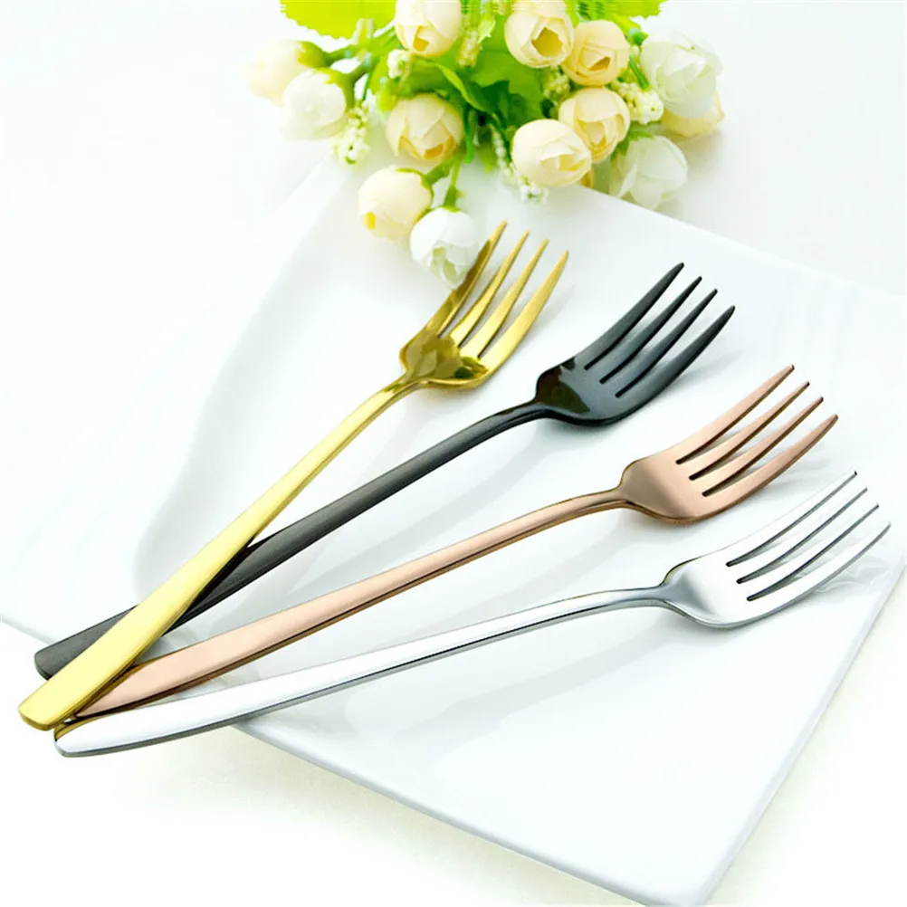 Korea Stainless Steel Dinnerware Gold Table Fork Black Dessert Fork