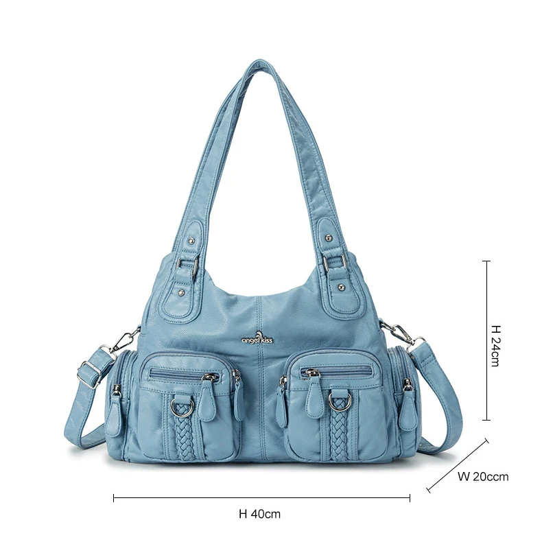Goedkoop Angelkiss Zomer Herfst Mode Nieuwe Ontwerp Gewassen Pu Lederen Handtas Voor Vrouwen Tote Schoudertas