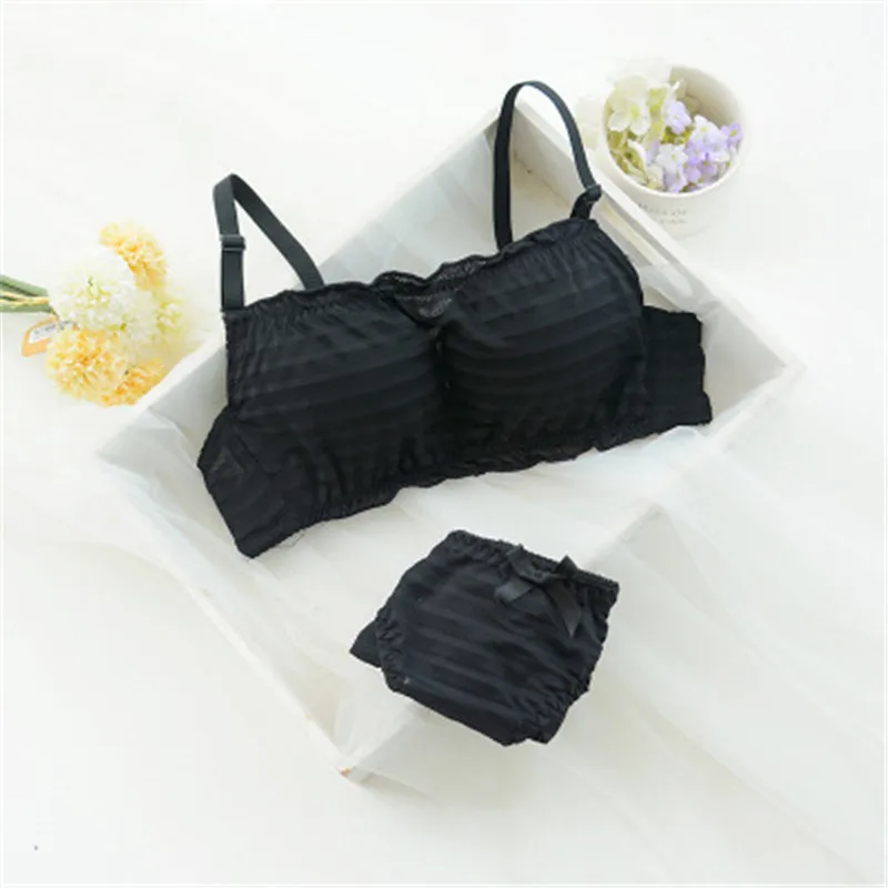 

New 2017 Hot Bra Brief Sets Young Girl Underwear Brassiere Lingerie Lace Teenage Training Bra Set Underwear Set