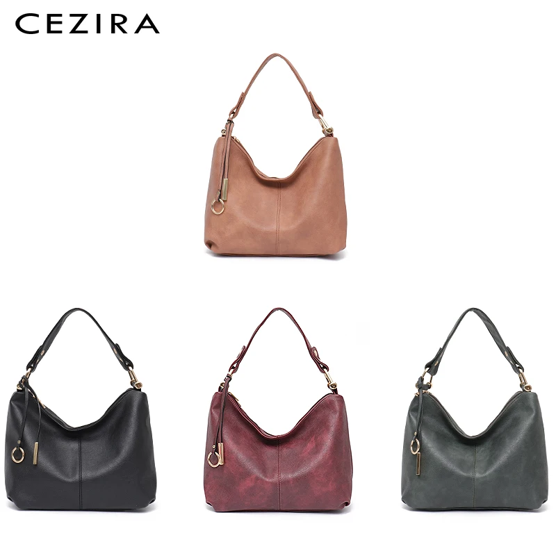 CEZIRA مخدة ناعمة النساء حقائب هوبو السيدات الأزياء اليومية يد عالية الجودة العلامة التجارية الأعلى مقبض حقيبة كتف محفظة حقيبة ساع