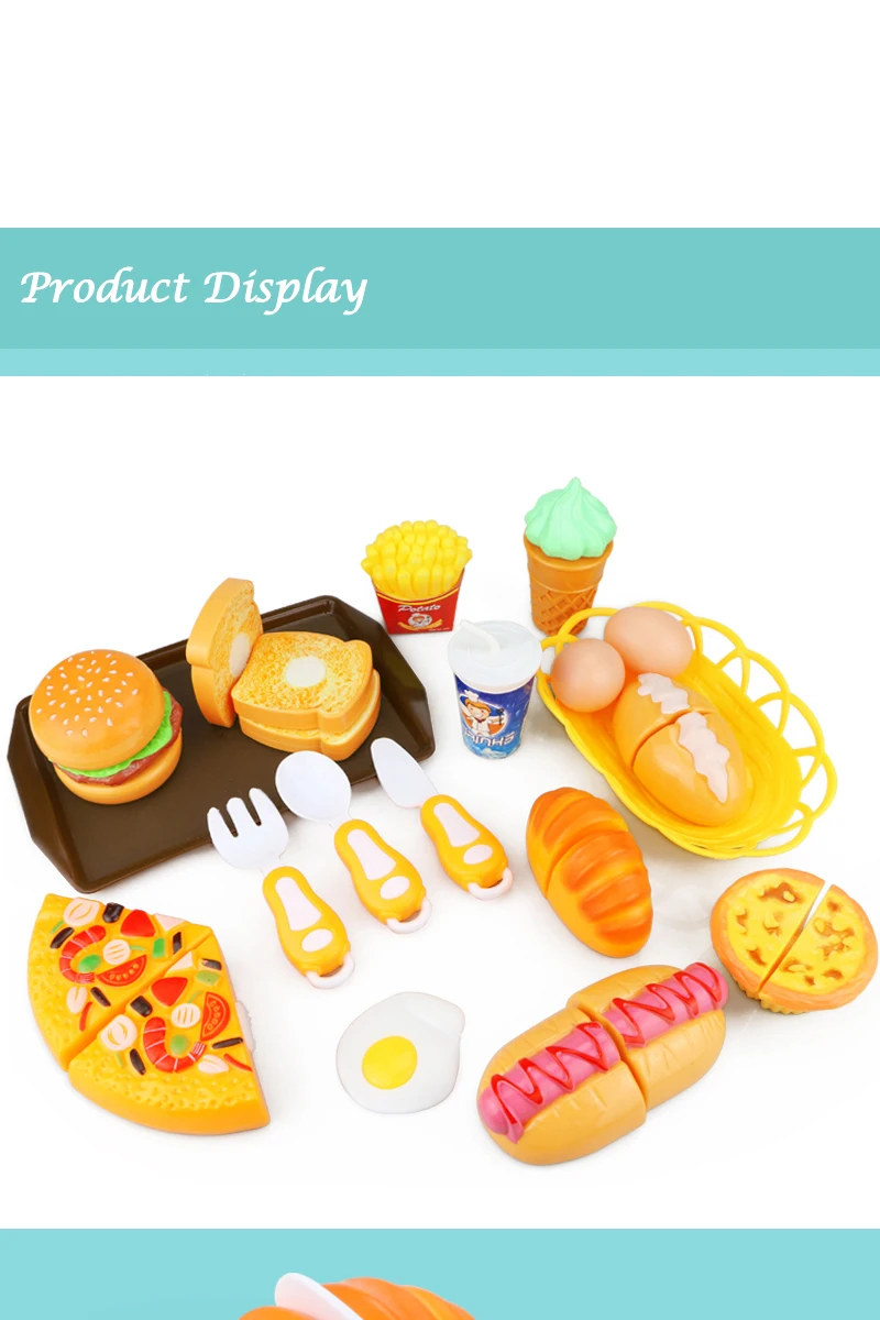 Children Kitchen Cutting Toys Pizza Hamburger Bread Fast Food Pretend Play Plastic Miniature Food Girls Kids Education Toy Gift