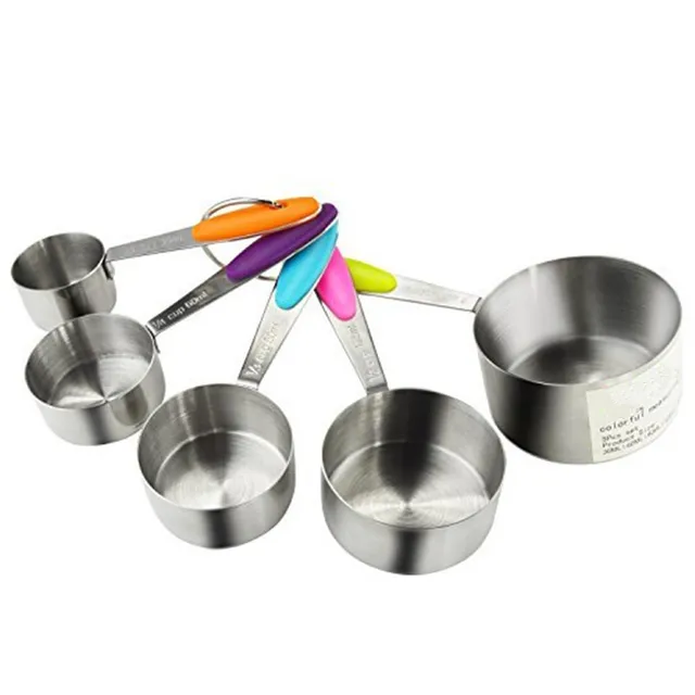 5 PCS Solid Sturdy Stainless Steel Stackable Measuring Cups Set to