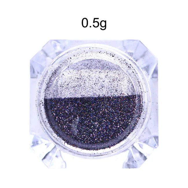 1 коробка фиолетовый голографический Радужный Блеск для ногтей лазерный зеркальный пигмент для ногтей порошок пыль маникюр Дизайн ногтей пыль украшение - Цвет: 0.5g