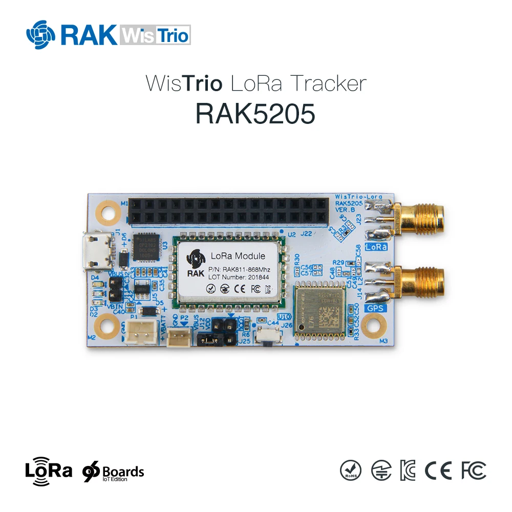 RAK5205 WisTrio LoRa модуль трекера SX1276 LoRaWAN модемная сенсорная плата интегрированный gps модуль с антенной LORA низкая мощность Q159