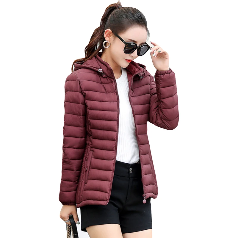 

2018 New Autumn Women Cotton Jackets Short Large Size Warm Female Coats Parkas Fashion Solid Color Hooded Slime Coats YP1097
