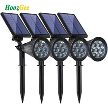 HoozGee Солнечный прожектор для газонов открытый сад 7 светодио дный LED Регулируемый цвет в 1 настенный светильник пейзаж свет для Патио Декор