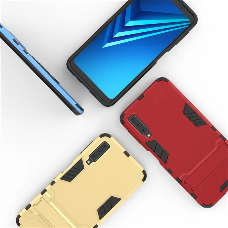 

Armor Holder Phone Case For Samsung Galaxy A7 2018 A750 J6 Plus 2018 Hybrid Shockproof Stand Cover For Samsung S9 Plus J4 Prime