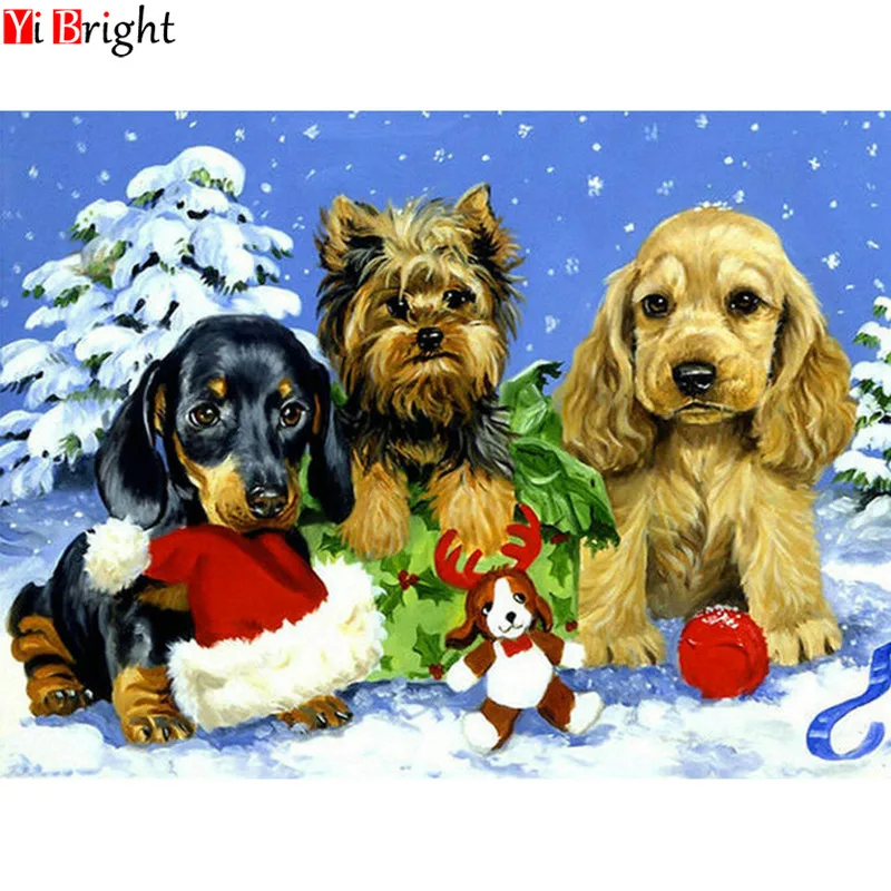 

Diamond Embroidery dog family Diy Diamond Painting cross stitch Square Diamond Mosaic Home Decoration Paintings XY1