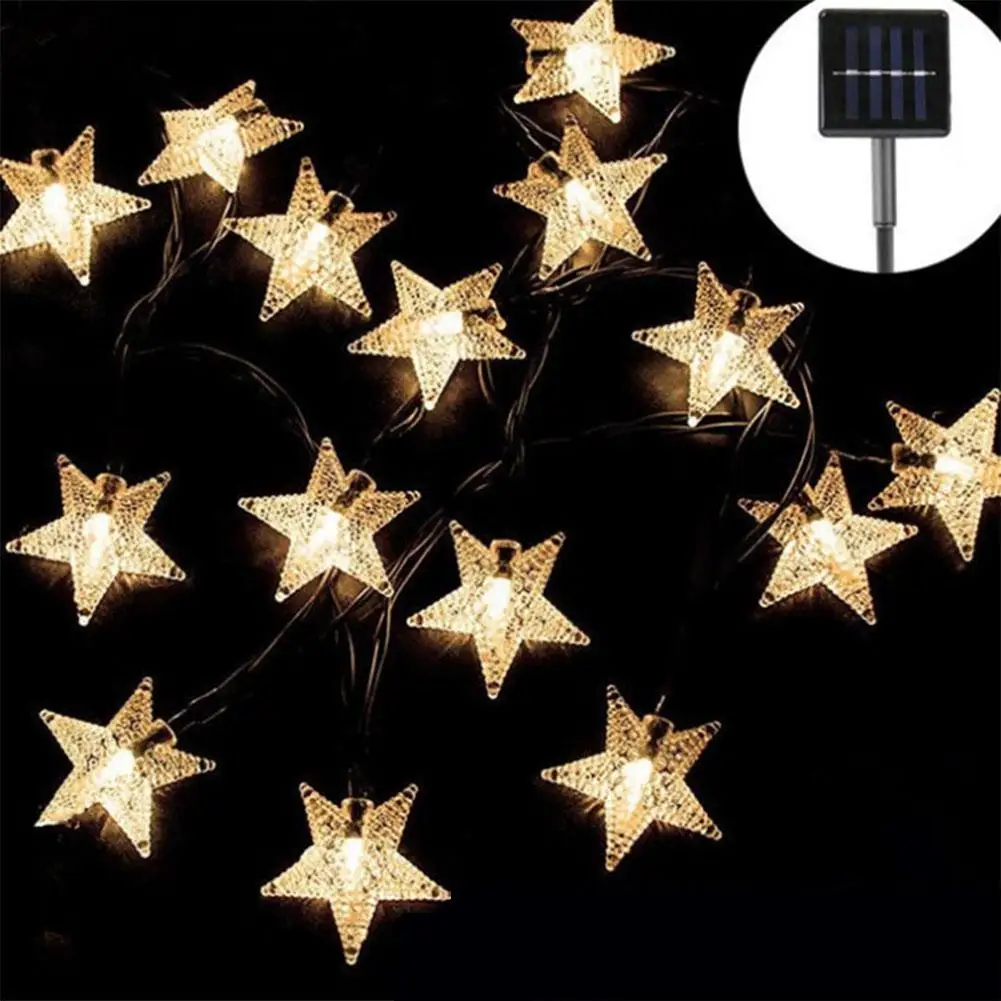 Waterproof Solar Powered Star Shape LED String Light Night Lamp Outdoor