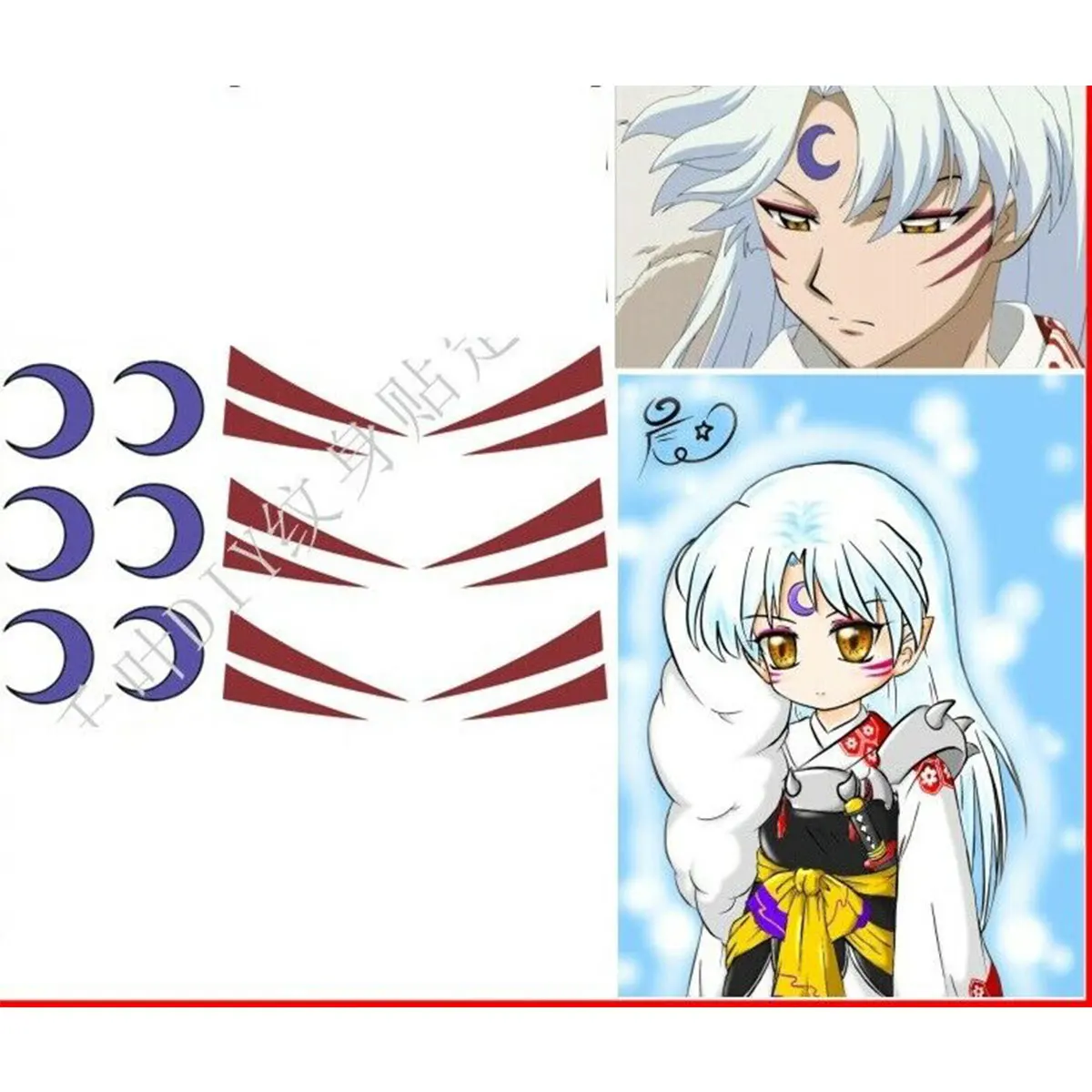 Аниме Inuyasha Sesshomaru временная татуировка стикер лицо лоб косплей реквизит |