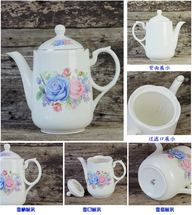 Fashion British Bone China Coffee Pot European Style Afternoon Tea Teaset Ceramic Teapot Coffee Pot Flower Tea Pot Porcelain Pot