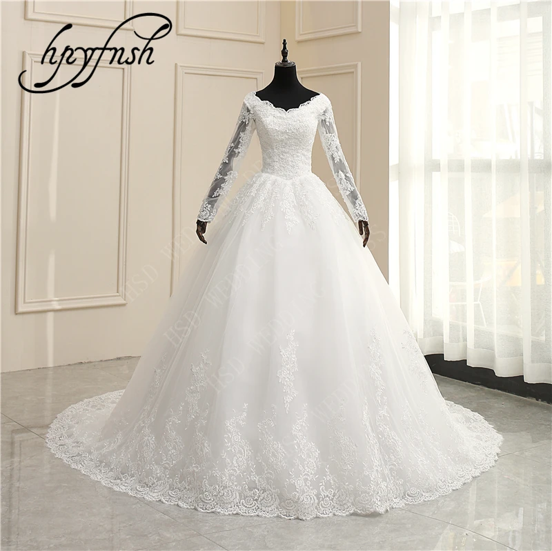 

Long Sleeve Wedding Dresses 2019 Vestido de Noiva Princess Applique Lace Sweetheart White Ball Gown Bridal Dress Robe De Mariee