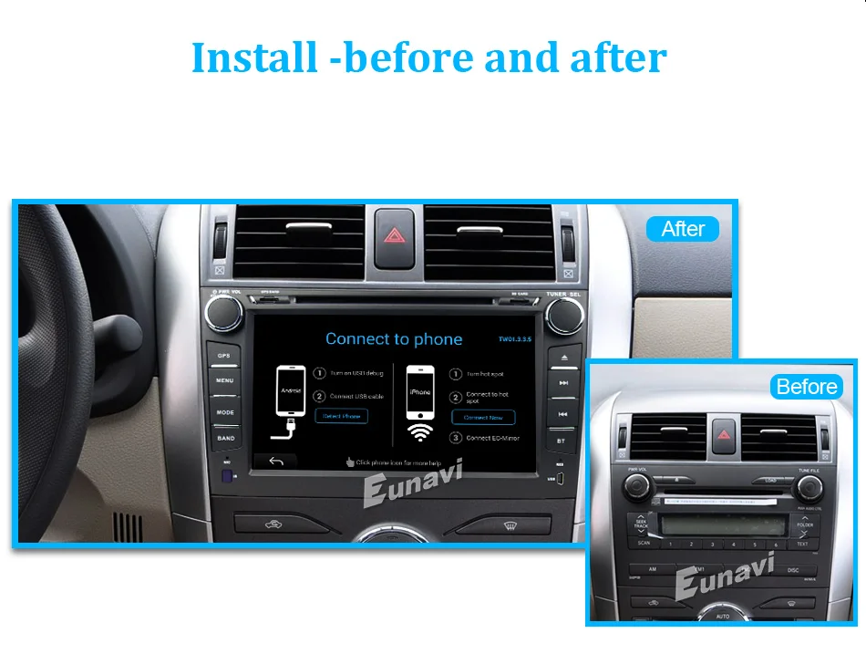 Perfect Octa core 2 din Android 8.1 car dvd radio player stereo gps for Toyota Corolla 2007 2008 2009 2010 2011 2G RAM capacitive screen 23