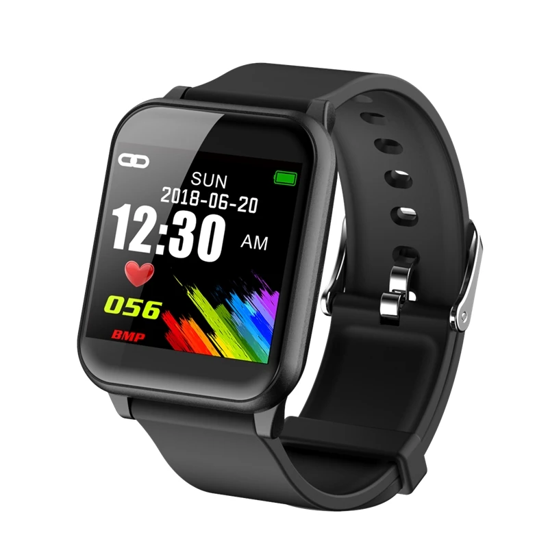 Умные часы, супер долгий режим ожидания, полный сенсорный экран, настраиваемый дисплей, пульсометр, часы, Bluetooth, умные часы для Android IOS - Цвет: Black