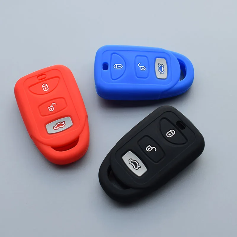 

For Hyundai Tuscon Fe Elantra Rio Sportage Rondo Accent for KIA Forte Soul 3 Button Smart remote protect silicone car key case c
