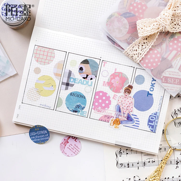 

100 Sheets Simple Pure Color Round Sticker Adhesive Cute Diary Decoration Stickers DIY Scrapbooking Sticker Kawaii Stationery