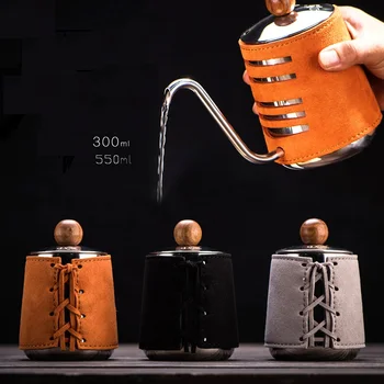 

1pc 300ml/550ml No handle Anti-hot Tea and Coffee Drip Kettle pot stainless steel gooseneck spout for Barista