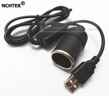 

NCHTEK USB 2.0 A Male to Car Cigarette Lighter Female Plug Power Connector Cord/Cable About 1M/Free Shipping/10PCS