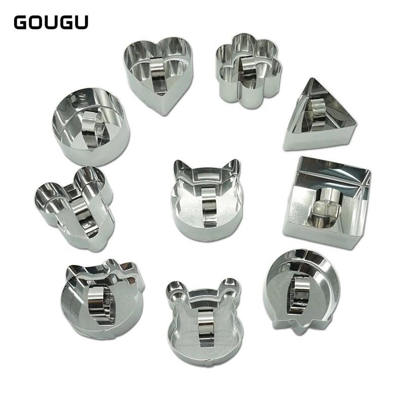 

3 Set/Lot GOUGU Stainless Steel Cute Mousse Cake Ring Mold With Push Plate Cookies Cupcake Cutter DIY Baking Tools 10 Shapes