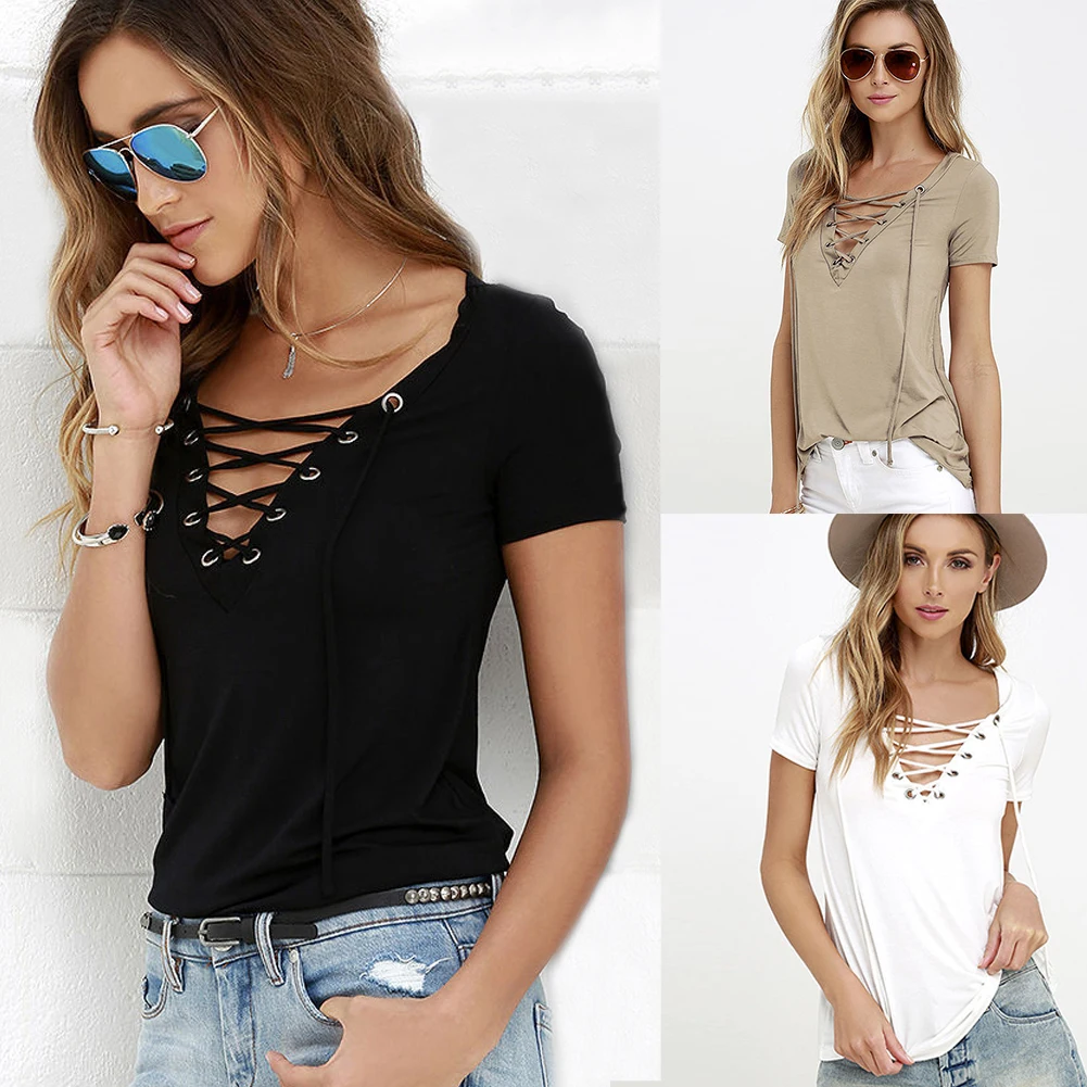 Hot Summer Women T shirt Short Sleeve Deep V Neck Sexy ...
T Shirts For Hot Women