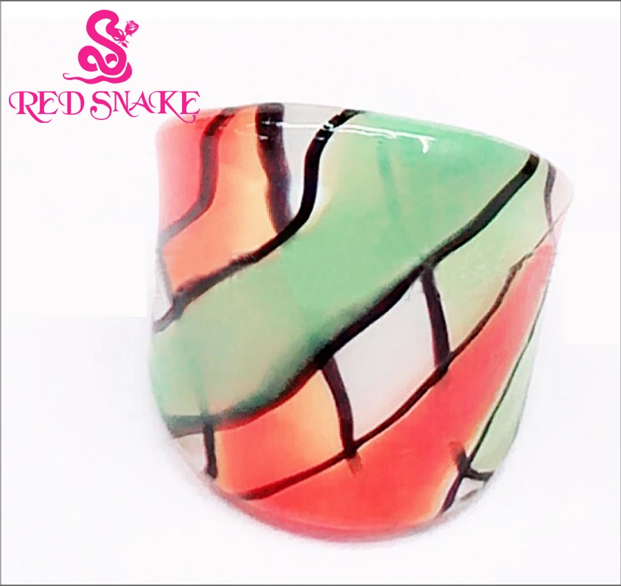 

RED SNAKE Fashion Ring Handcraft white and delicate color Murano Glass Rings