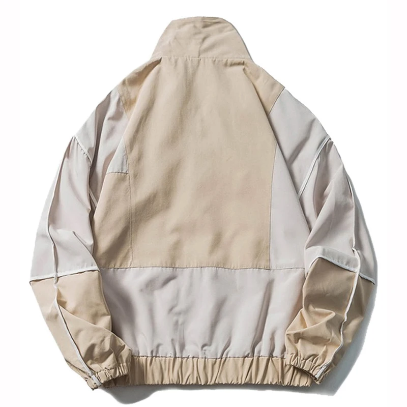 Harajuku Jackets Men Streetwear Patchwork Jacket Turtleneck Windbreaker 2019 Autumn Winter Big Pocket Coat Male Hip Hop HZ040