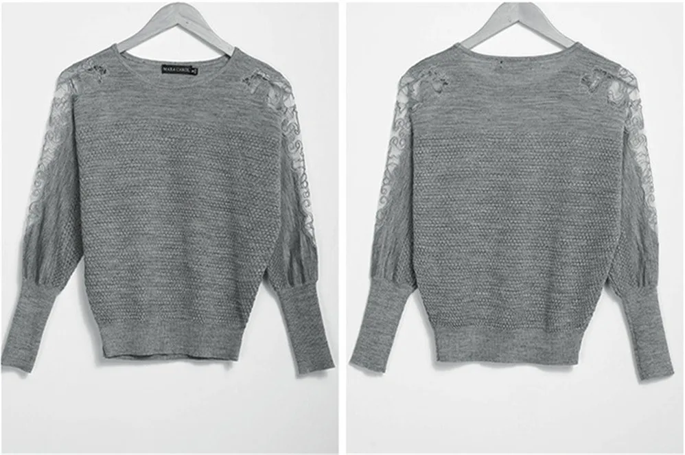 Autumn Lace sleeve Sweater T shirt for women 2017 knitted pullover sweater T shirt Women winter warm knitting sweater shirt (10)