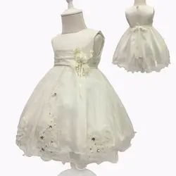 Бесплатная доставка бежевые наряды для новорожденных 2018 Новое поступление тюль для маленьких девочек платье для первого дня рождения