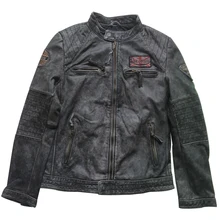 Новая Винтажная Мужская мотоциклетная кожаная куртка в стиле панк из воловьей кожи Куртка бомбер Байкерская мужские зимние пальто M-XXXXL