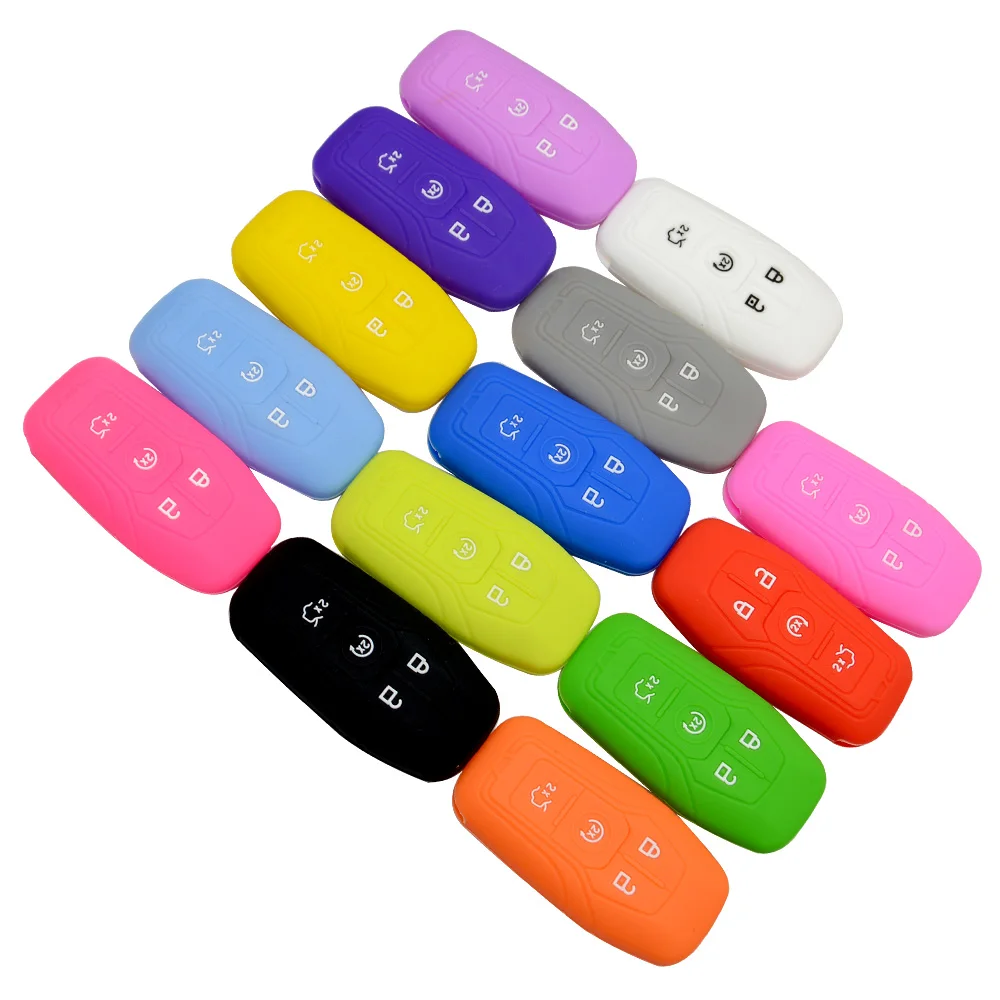 

Colorful 4 Buttons Silicone Rubber Auto Remote Car Key Shell Case Cover For Ford EDGE EXPLORER Fusion Mustang F150 Replacement