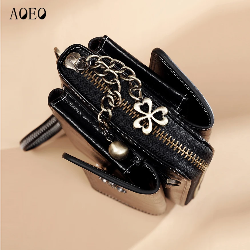 

AOEO Women Phone Bag Double Pocket Mini Shoulder Bag girls Handbags Purses Female Multifunction Crossbody Messenger Bags Ladies
