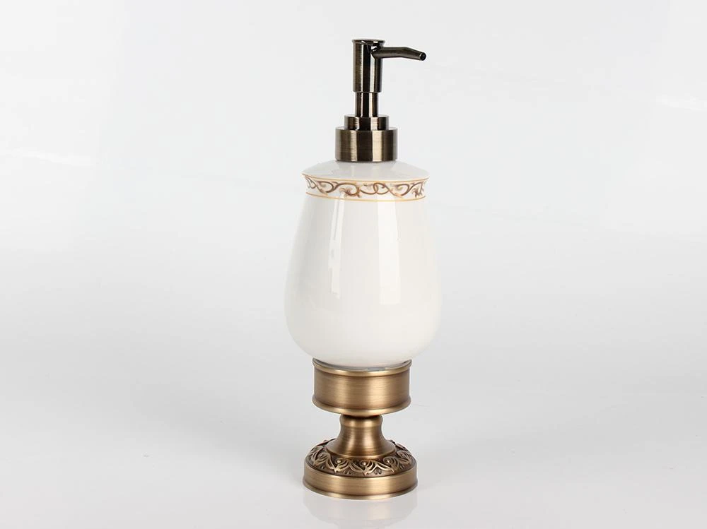 Impeu Desktop Antique Brass Liquid Soap Dispenser, Hotel Countertop