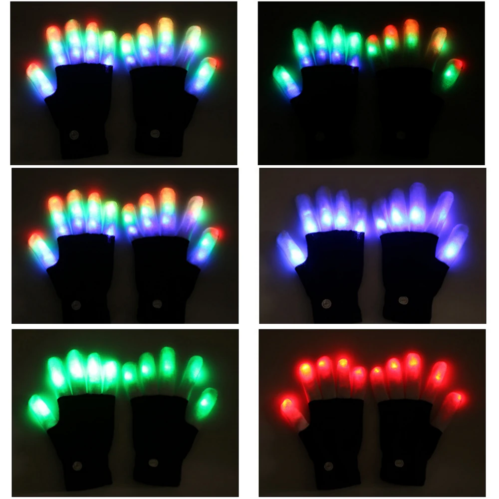 Пара Прохладный светодиодный рейв мигающие перчатки для взрослых и детей свечение светильник на кончик пальца светильник ing перчатки на Рождество и Хеллоуин; Свадебные украшения