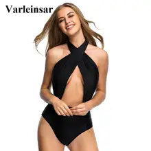 Купальщица черный сексуальный wrap купальник с американской проймой Высокая талия one piece Купальники женские купальный костюм монокини V31