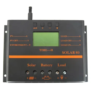 

Solar Panel Battery Charger Controller 80A LCD Solar Panel Battery Regulator Charge Discharge Controller 12V 24V & USB