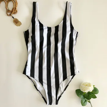 

2018 Sexy Striped Swimwear One piece Swimsuit Women thong Trikini Backless Monokini Female Piece Swimsuit bodysuit Bathing Suit
