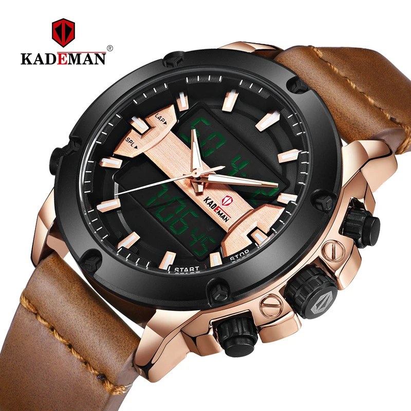 

2019 Luxury Men Watches Sport Tech Digital Watch 3ATM LED Display Military Wristwatch Man Casual Leather Clock Relogio Masculino