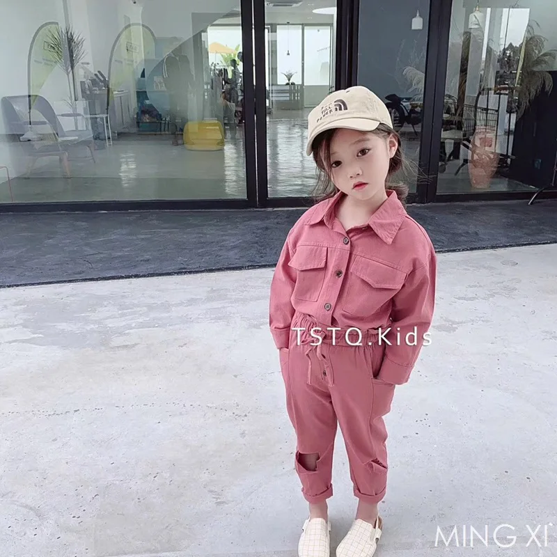 

2019 spring new children's clothing girls suit children's jacket pants two sets of girls