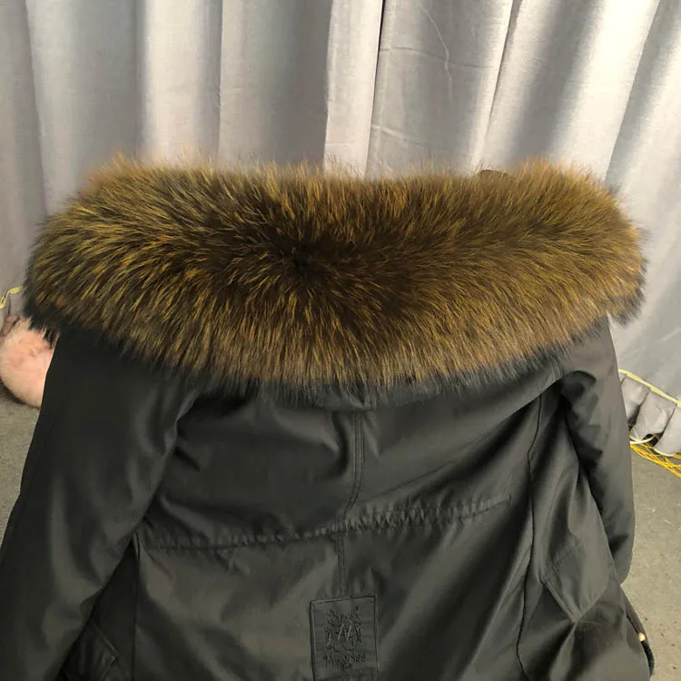 Воротник из натурального меха енота, очень большой шарф из натурального меха енота Финна, парка, капюшон, пуховик, отделка