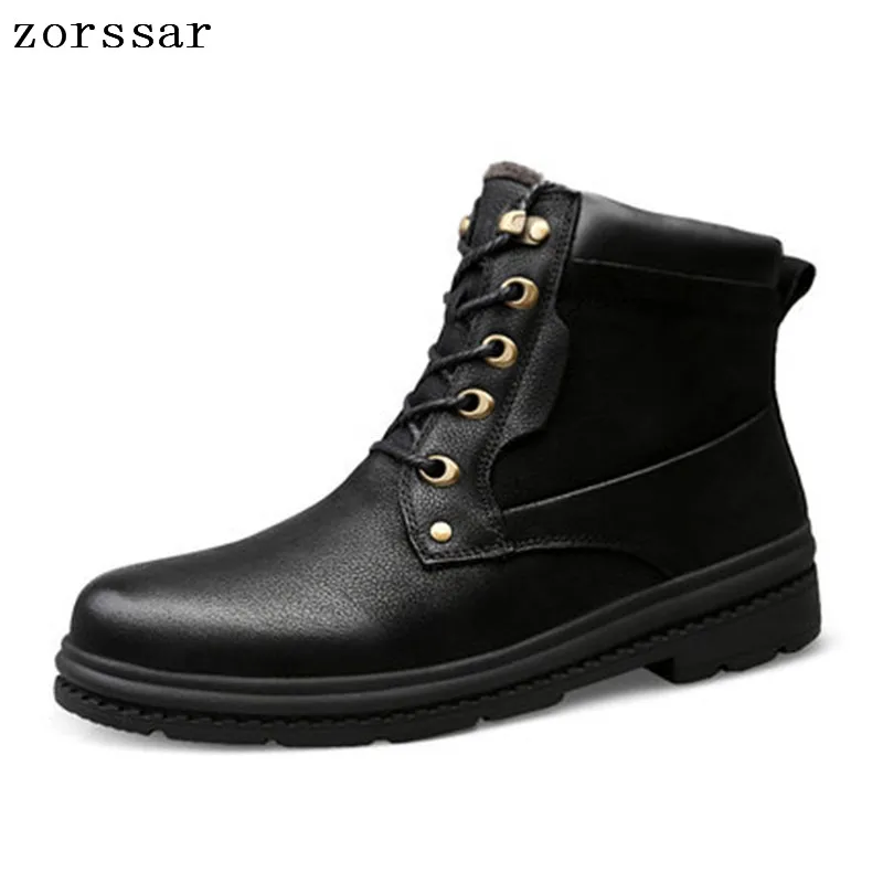 

{Zorssar} 2018 New Super Warm Men's shoes Winter Genuine leather Ankle Boots Men Snow Boots Leisure Outdoor work shoes