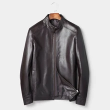 Весенние мужские Куртки из натуральной кожи брендовые черные/коричневые из натуральной овчины Jaqueta De Couro новые мужские Куртки из натуральной кожи для мужчин