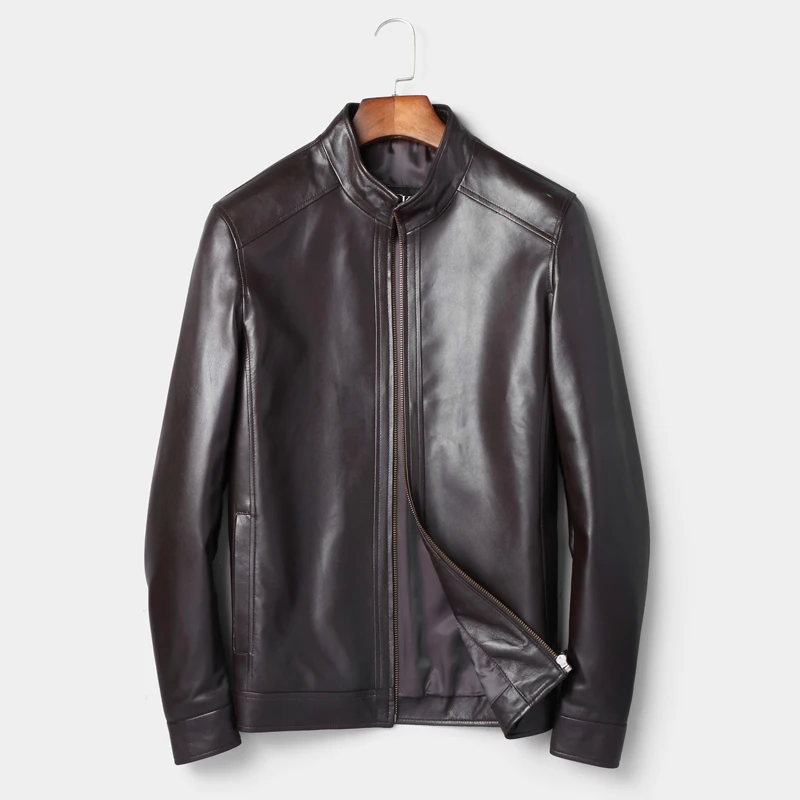 

Spring Men's Genuine Leather Jackets Brand Black/Brown Real Sheepskin Jaqueta De Couro New Male Genuine Leather Jacket For Men