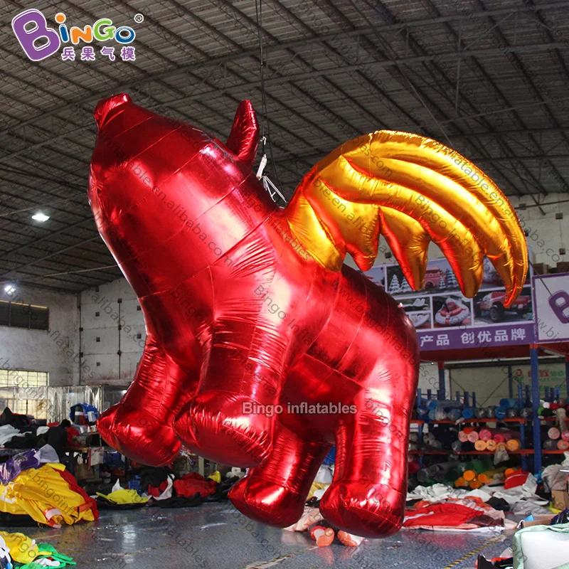 

Personalized 3.7x3.7x2.5 meters inflatable red pig with golden wings / inflatable flying pig / inflatable pig balloons toys