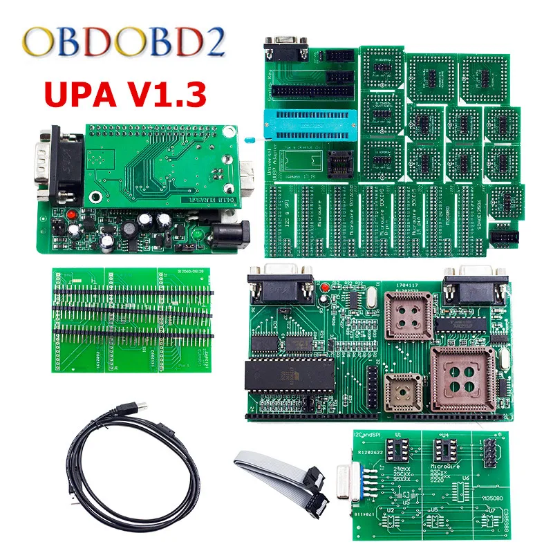 Best Quality Green PCB V1.3 UPA USB Serial Programmer Full Set UPA-USB 1.3 ECU Chip Tuning EEPROM Tool Free Shipping 2017 free shipping upa usb programmer v1 3 upa usb full adapters upa chip tuning tool ecu programmer serial programmer by dhl